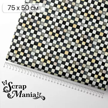 Отрез ткани 75х50 см "Алиса и Чеширский кот. Шахматная доска" (ScrapMania)