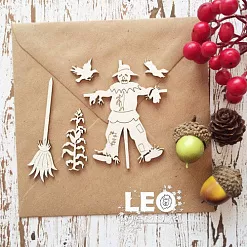 Набор украшений из чипборда "Пугало" (LeoMammy) Набор украшений из чипборда "Пугало" (LeoMammy)