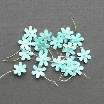 Набор маленьких цветов "Бирюзовые", 20 шт (Craft)