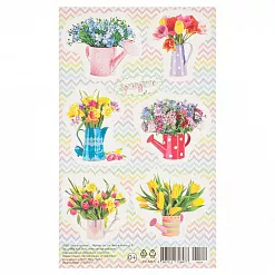 Наклейки 9,5х15,5 "Лейки и цветы" (Мир открыток)