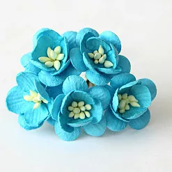 Букет цветов вишни "Ярко-голубой", большие, 5 шт (Craft) Букет цветов вишни "Ярко-голубой", большие, 5 шт (Craft)