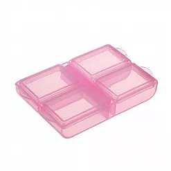 Контейнер прямоугольный, 4 секции, цвет розовый