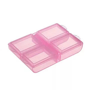 Контейнер прямоугольный, 4 секции, цвет розовый