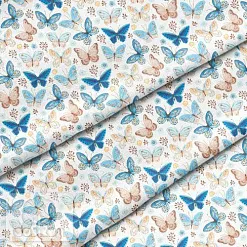 Отрез ткани 79х50 см "Голубые бабочки" (Cotton)