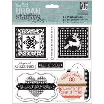 Набор резиновых штампов на вспененной основе "Крафт Рождество. Рамы, ярлычки" (DoCrafts)