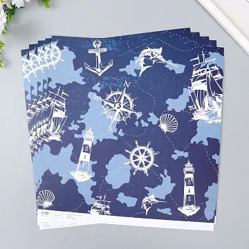 Бумага 30х30 см "Морской путь" (АртУзор)