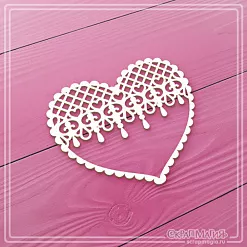 Чипборд "Сердце с кружевами", 6,5х5,8 см (СкрапМагия)
