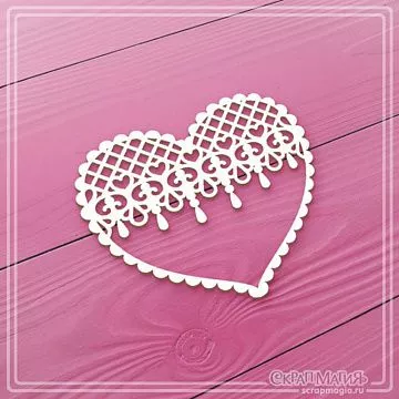 Чипборд "Сердце с кружевами", 6,5х5,8 см (СкрапМагия)