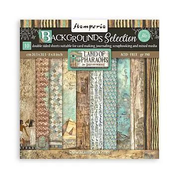 Набор бумаги 20х20 см "Fortune. Backgrounds. Land of pharaons", 10 листов (Stamperia)