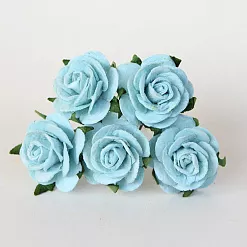 Букет крупных роз "Бирюзовый", 2,5 см, 5 шт (Craft)