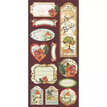 Набор высечек из плотного картона 15х31 см "Цветы и стихи" (Stamperia)