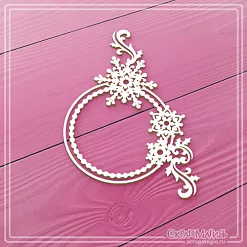 Чипборд "Круглая рамка со снежинками и завитками 5" (СкрапМагия)