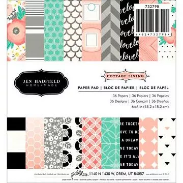 Набор бумаги 15х15 см "Cottage Living", 36 листов (Pebbles)