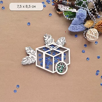 Шейкер "Волшебный снегопад. Подарок с еловыми ветками. Маленький", 7,5х8,5 см (ScrapMania)