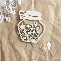 Чипборд "Банка со снежинками", 6х6,3 см (LeoMammy)