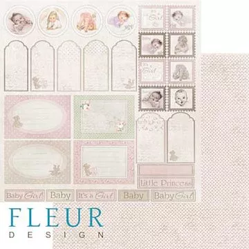 Бумага "Наш малыш девочка. Теги" (Fleur-design)