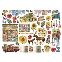 Набор вырубок из плотного картона "Sunflower art", 51 шт (Stamperia)