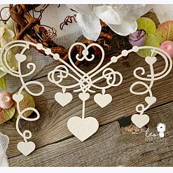 Украшение из чипборда "Ажурный элемент с сердечками" (LeoMammy)