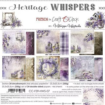 Набор бумаги 20х20 см "Heritage whispers", 24 листа (CraftO'clock)