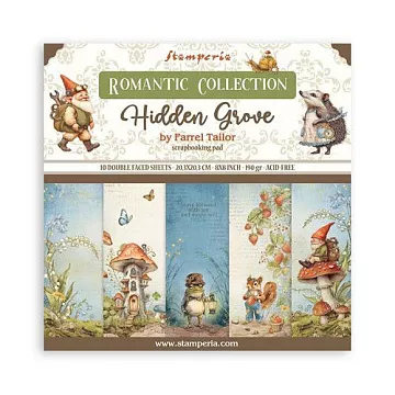 Набор бумаги 20х20 см "Hidden Grove", 10 листов (Stamperia)