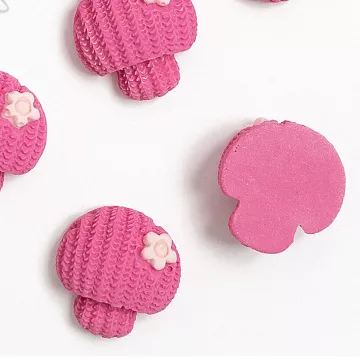 Акриловое украшение "Грибочек вязаный. Фуксия", 1,7х1,8 см, 1 шт