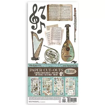 Набор высечек 15х30 см "Music", 4 листа (Stamperia)