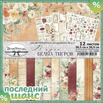 ШАНС Набор бумаги 30,5х30,5 см "В краю белых тигров", 12 листов (ScrapMania)
