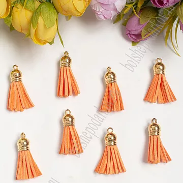 Украшение для обложки "Кисточка оранжевая. Золотой колпачок", 3,8 см, 1 шт