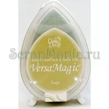 Подушечка чернильная пигментная "капля" с эффектом мелка VersaMagic, размер 32х50мм, цвет пастельная сухая трава (Tsukineko)