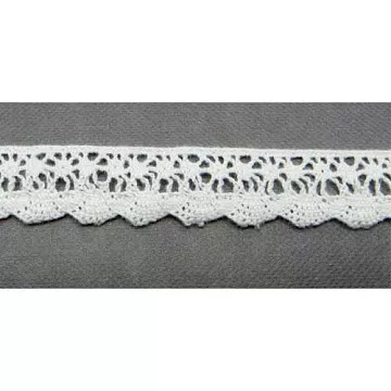 Лента кружевная хлопковая "Белая", ширина 1,4 см, длина 0,9 м (Рукоделие)