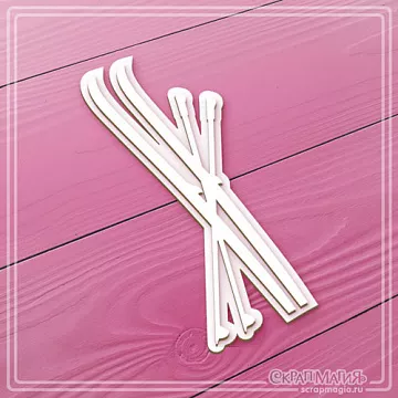 Чипборд 3D "Лыжи с палками", 3,5х9,2 см (СкрапМагия)