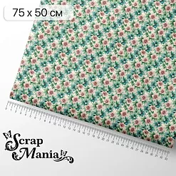 Отрез ткани 75х50 см "Рождество у волшебников. Ледяные цветы" (ScrapMania)