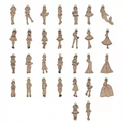 Набор деревянных украшений "Mini doll. Куколки"