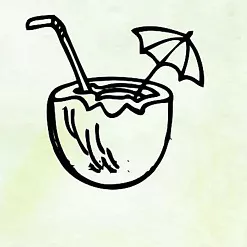 Штамп "Коктейль в кокосе", 2,5х2,5 см (Креатив)