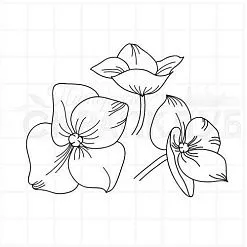 Штамп "Цветы гортензии", 4,5х4,5 см (Скрапклуб)