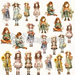 Бумага 30х30 см "Watercolors. Girls" (ScrapAndMe)