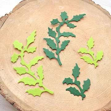 Набор вырубок "Веточки остролиста", 4 шт, цвет зеленый микс