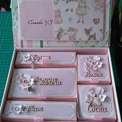 Двухъярусная заготовка для маминых сокровищ с 5 коробочками, цвет голубой