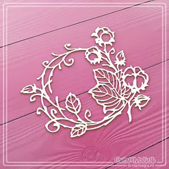 Чипборд "Круглая рамка с веточкой хлопка" 9х8 см (СкрапМагия) Чипборд "Круглая рамка с веточкой хлопка" 9х8 см (СкрапМагия)