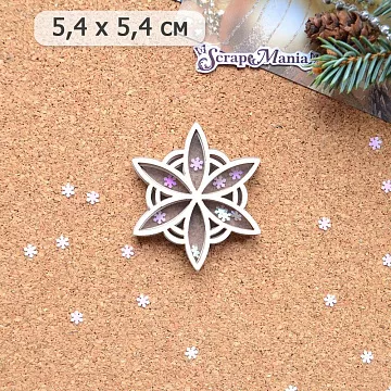 Шейкер "Фономикс. Новогодний. Снежинка 2 мини", 5,4х5,4 см (ScrapMania)