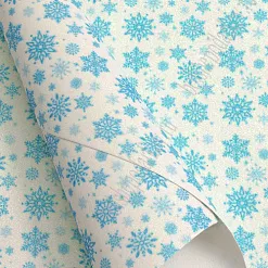 Отрез экокожи А4 с глиттером "Снежинки голубые"