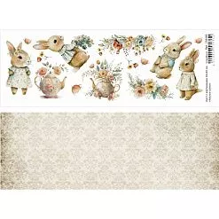 Лист с картинками 10х30 см "Милые зайки" (ScrapMania)