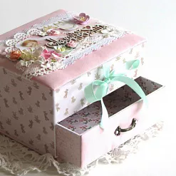 Двухъярусная заготовка для маминых сокровищ с 5 коробочками, цвет голубой