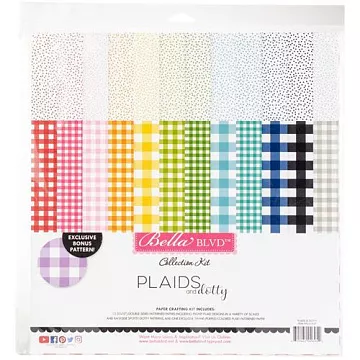 Набор бумаги 30х30 см "Plaids & dotty", 12 листов (Bella BLVD)