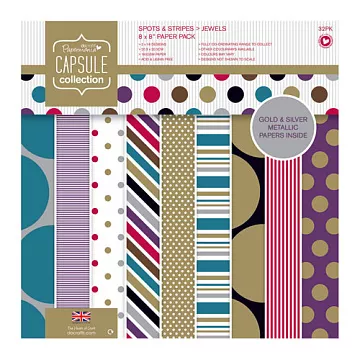 Набор бумаги 20х20 см "Spots & stripes. Jewels", 32 листа (DoCrafts)