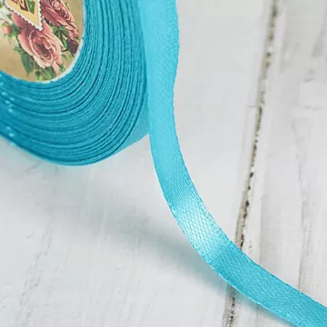 Лента атласная, цвет ярко-голубой, ширина 0,6 см, длина 22 м (АртУзор)