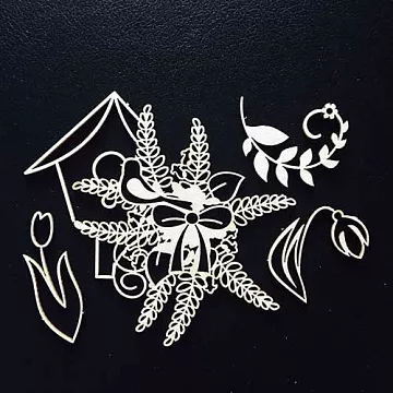 Набор украшений из чипборда "Цветочный букет" (Fleur-design)
