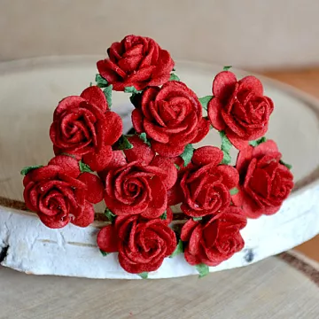 Букет средних розочек "Красный", 1,5 см, 10 шт (Craft)