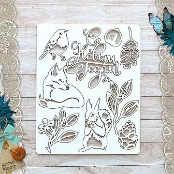 Чипборд "Снежная клюква.  Белочка с лисичкой" (ScrapMania)