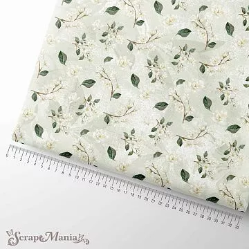 Отрез ткани 75х50 см "Улочки счастья. Веточки магнолий" (ScrapMania)